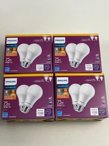 (8) Philips A19 Bulb Soft White 12.2w LED 75w 1100 Lumens - NEW - Picture 1 of 3