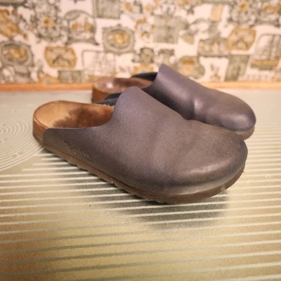 Tamancos Birkenstock Birki Amsterdam 37 Feminino 6 Couro Azul Nubuck Mules Slides - Imagem 1 de 4