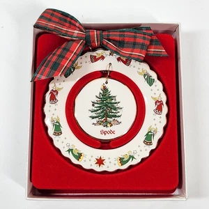 Vtg Spode Christmas Tree Annual Christmas Ornament 2000 Angels Plaid Bow Box New - Picture 1 of 13