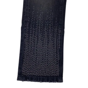 Current Elliot jeans size 24 black studded crop slim straight jeans rocker edgy - Picture 1 of 9
