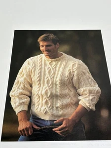 Classic Fisherman Sweater Knitting Pattern Sizes S-M-L Pages from Book - Picture 1 of 3