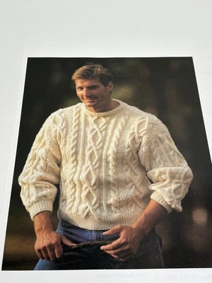 Classic Fisherman Sweater Knitting Pattern Sizes S-M-L Pages from Book - Image 1 of 3