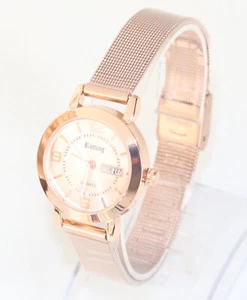 Rötting Design Damenuhr Quarz goldrose Ziffernblatt Tagesdatum + Wochentag NEU