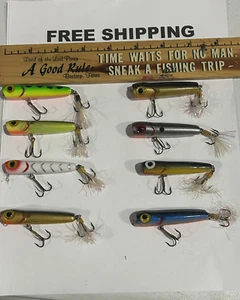 LOT OF 8 Vintage Pre-Rapala Storm Rattlin BABY BUG Topwater FISHING LURES - Picture 1 of 5