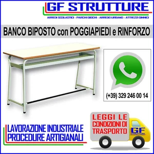 Banco scolastico biposto sottopiano lamiera con poggiapiedi scuola doppio - Foto 1 di 1