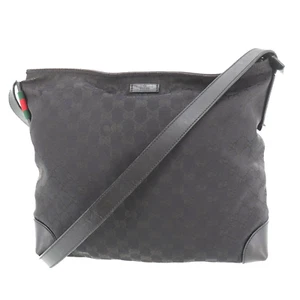 GUCCI Original GG Canvas Used Crossbody Shoulder Bag Black Italy #AH641 A - Picture 1 of 18