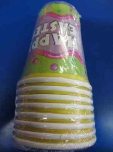 Happy Easter Egg Polka Dot Pastel Spring Holiday Party 9 oz. Paper Cups - Picture 1 of 1