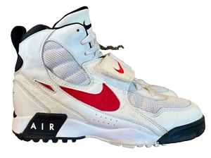 RARE 90s Nike Air Pro OG Sneakers White Red High Tops Men's Size 9.5 Bball Shoes - Picture 1 of 22