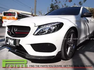 B Type Carbon Front Bumper Lip For 2015+ BENZ W205 C250 C300 Sedan w/AMG Sports - Picture 1 of 5