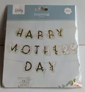 3m HAPPY MOTHERS DAY BUNTING Modern GOLD FOIL LETTERING Pink Ribbon MUM GARLAND - Picture 1 of 5