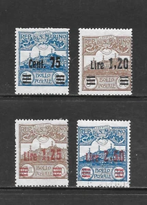 SAN MARINO SCOTT 93 - 96 MH* SET - 1926 SURCHARGED ISSUES - Picture 1 of 2