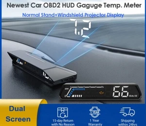 Newest Car OBD2 HUD Stand Plus Windshield Projector Dual Dislay Screen - Picture 1 of 10