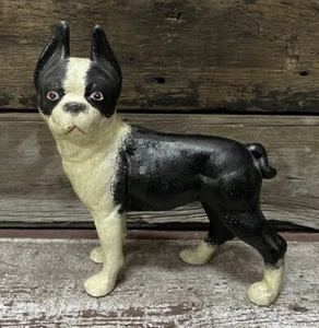 Gusseisen Boston Terrier Hund linksgerichteter schwerer Türstopper - Bild 1 von 4