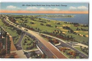 Postal Outer Drive North de Irving Park Road Chicago IL 1940s De colección - Imagen 1 de 2