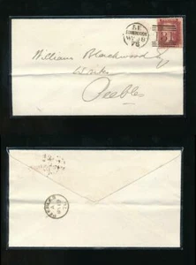 GB 1875 PENNY RED Plate 154 EC VFU on MOURNING ENVELOPE SCOTLAND PEEBLES - Picture 1 of 4