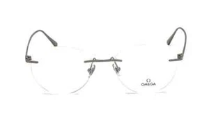 New OMEGA OM5008-H 008 Gunmetal Rimless Frame Clear Demo Lens Eyeglasses - Picture 1 of 6