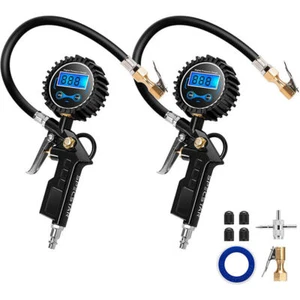 2pcs Digital Tire Inflator w/ Pressure Gauge Night Available 250 PSI Air Chuck  - Picture 1 of 6