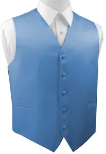 Satin Cornflower Formal Casual Tuxedo Vest Wedding Prom - Picture 1 of 3
