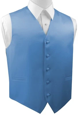 Satin Cornflower Formal Casual Tuxedo Vest Wedding Prom - Image 1 of 3