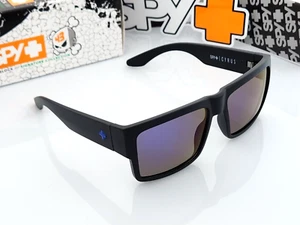 NEW Polarized Spy+Optic Cyrus Sunglasses Matte Black Blue Mirror Lens Blue Logo - Picture 1 of 10