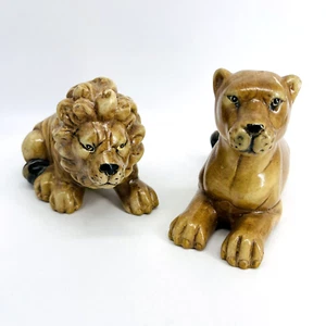 VTG 1980S DOLLAR TREE K'S COLLECTION CERAMIC AFRICA WILD LION LIONESS FIGURINES - Picture 1 of 15
