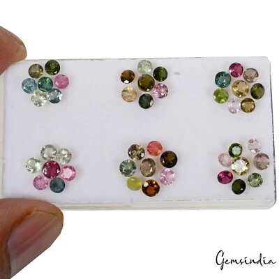 5.80 Ct Natural Multicolor Tourmaline Round Faceted Cut Loose Gemstone Lot 45 Pc - Image 1 of 3