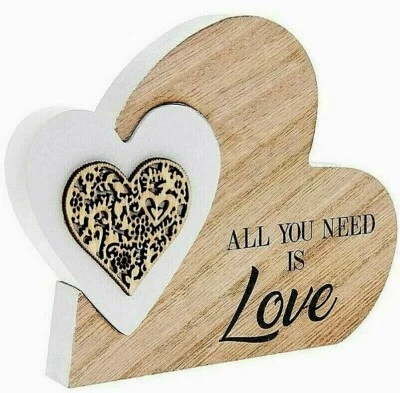 Adorno Todo lo que necesitas es amor boda hogar placa corazón regalo estante de regalo mamá Foto 1 de 4