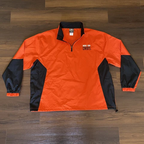 OSU Oklahoma State University Cowboys Orange Pullover Windbreaker Jacket Mens XL Cover