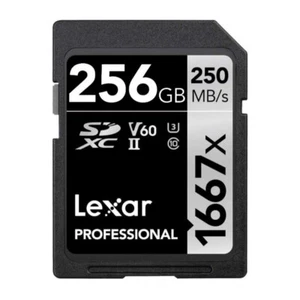Lexar Professional 256GB 1667x UHS-II SDXC Memory Card - Picture 1 of 4