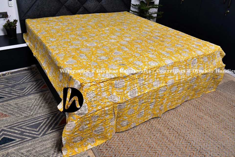 Colchas Kantha Rey/Reina Multicolor Ralli Algodón Mantas Bohemias Nuevas Cobertores Foto 1 de 1