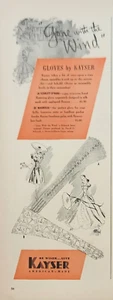 Guantes Kayser 1940 hechos en Estados Unidos anuncio vintage ido con el viento - Imagen 1 de 2