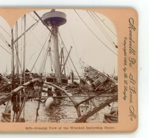 General View Wrecked Battleship Maine Keystone Stereoview - Picture 1 of 3