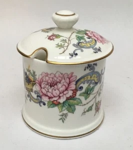 Crown Staffordshire Chelsea Manor Jam Jelly Jar With Lid Gold Trim  - Picture 1 of 2
