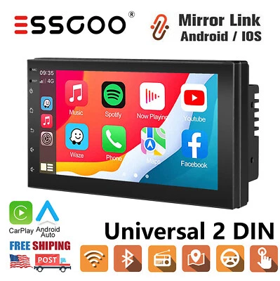 Car Stereo Double DIN Wireless Carplay Android Auto Radio 7"  Bluetooth USB WIFI - Image 1 of 4