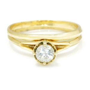 Round Diamond Solitaire Engagement Ring Set 14K Yellow Gold .45ct - Picture 1 of 7