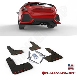 Rally Armor UR Black Mud Flaps w/ Red Logo for 2017-2021 Civic Sport Hatchback - Picture 1 of 5