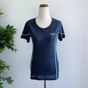 Jack Wolfskin Women's Size S 10 Short Sleeved Tshirt Top Navy Blue Grey - Picture 1 of 5
