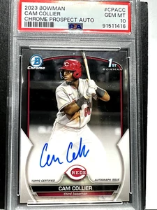 Cam Collier 2023 Bowman Chrome Base RC ON CARD Auto 1st Prospect PSA 10 - Bild 1 von 4