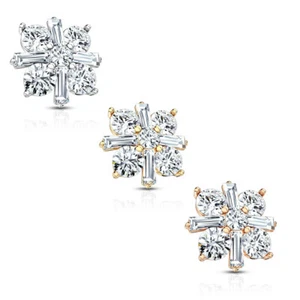 14GA (1.6mm) Princess Cut CZ Cross CZ Square Internally Threaded Dermal Top G44 - Picture 1 of 10