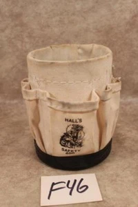 F46 VINTAGE HALL'S SAFETY 650 MINIATURE WHITE CANVIS LINEMAN BAG 5 X 6 INCHES - Picture 1 of 1