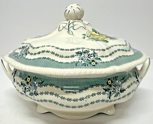 Rare Vintage Ridgway Rutland Green Vegetable/soup Tureen Footed lidded - Picture 1 of 11