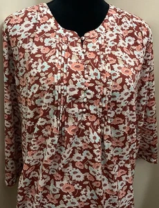 Croft & Barrow Women’s Brown Floral Blouse Size 2X - Picture 1 of 14