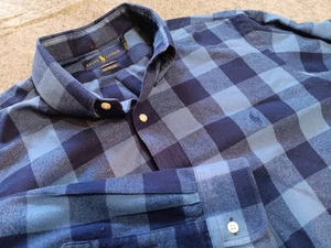 Polo Ralph Lauren Flannel Shirt Men's XL Blue Plaid L/S Classic Fit Performance - Picture 1 of 9