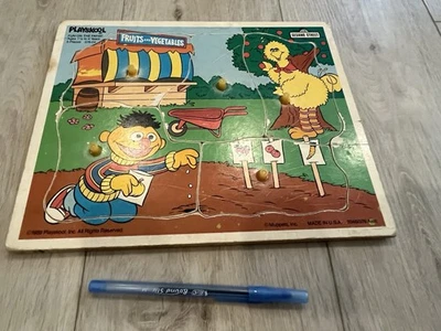 Rompecabezas de madera Playskool Fun on the Farm Big Bird Ernie Muppets Sesame Street 1989 Foto 1 de 4