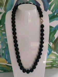 Collana lunga da donna in Onice Lucido chiusura In Argento Dorato E Zirconi - Foto 1 di 4