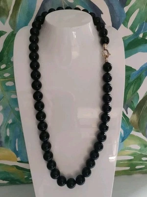 Collana lunga da donna in Onice Lucido chiusura In Argento Dorato E Zirconi - Immagine 1 di 4