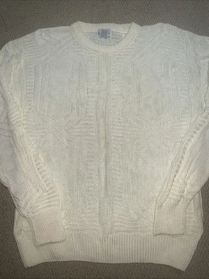 Neiman Marcus Mens 100% Linen Sweater Crew Neck Pullover  XL Ivory - Image 1 of 4