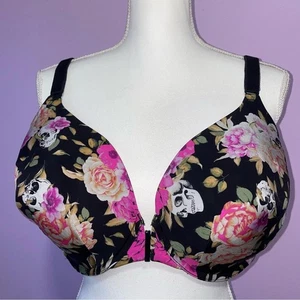 Torrid Skull 360 Back Smoothing Lightly Lined T Shirt Bra 42DDD Front Close Wire - Picture 1 of 4