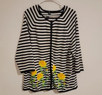 Marisa Christina Womens Cardigan XL Cottage Floral Roses Luxury Old Money - Image 1 of 4