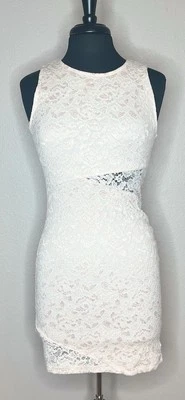 Vestido Soprano Feminino Sem Mangas Bodycon Floral Renda Rosa Claro Tamanho M - Imagem 1 de 4